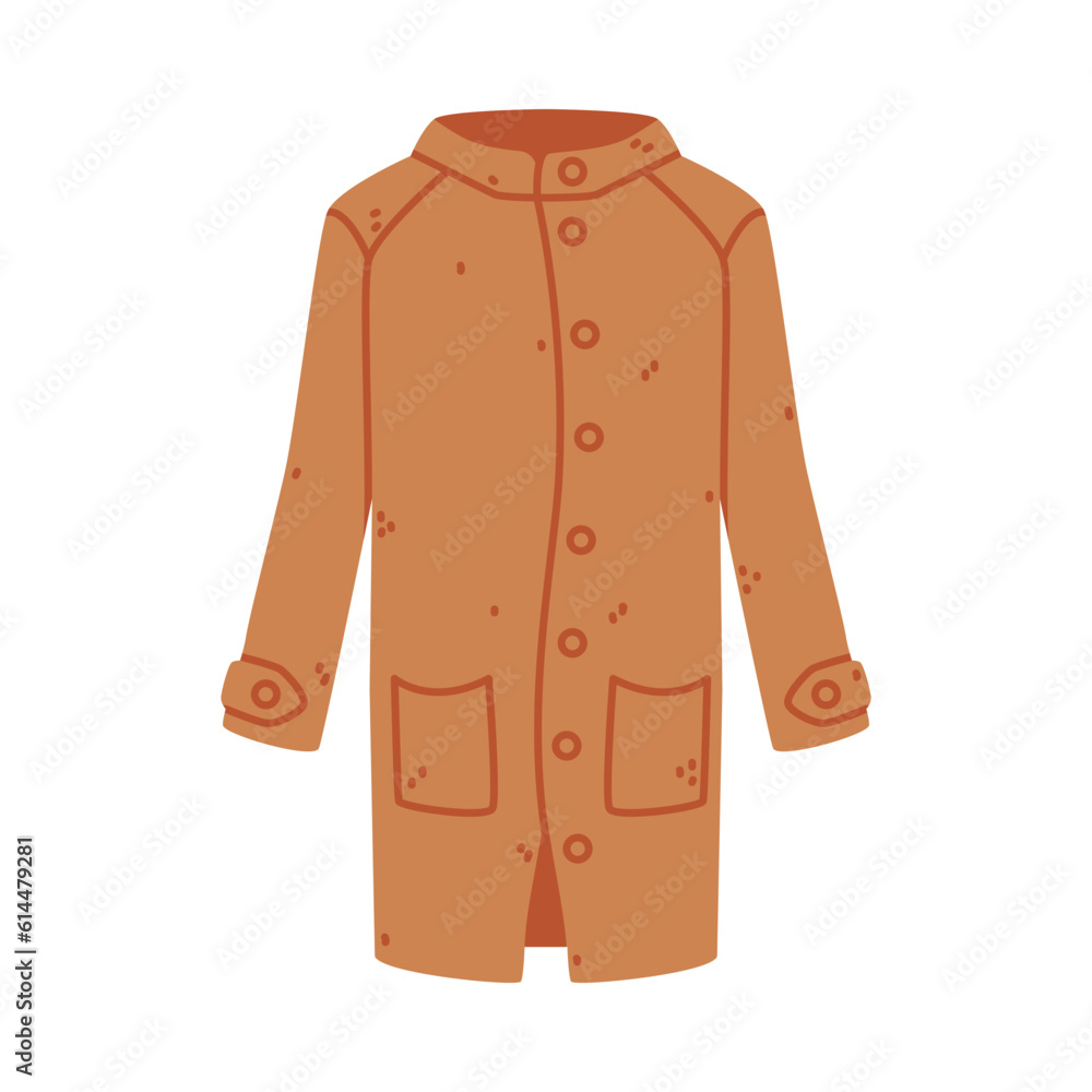 Long Coat with Sleeves as Warm Autumn Clothes Vector Illustration Long Coat with Sleeves as Warm Autumn Clothes Vector Illustration