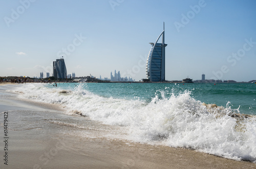 Canvas Print View from the beach Jumeira on famous Seven Star Hotel Burj Al Arab