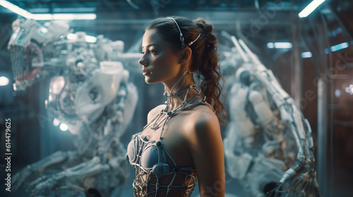 a robot or a woman half a r...