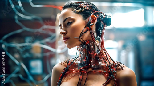 a robot or a woman half a r...