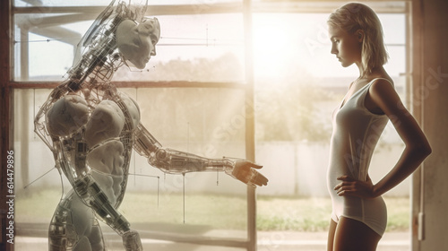 a robot or a woman half a r...
