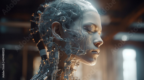 a robot or a woman half a r...