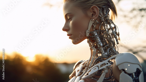 a robot or a woman half a r...