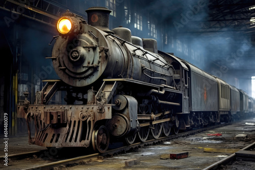 Historic Steam-Powered Train. Generative AI