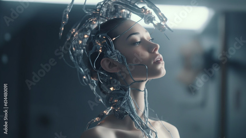 a robot or a woman half a r...
