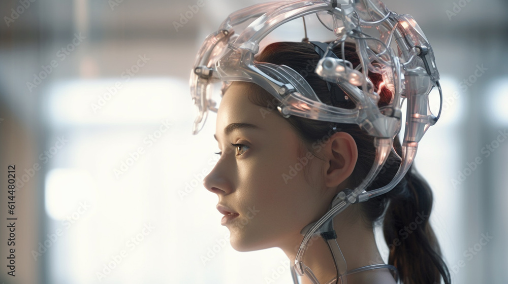 a robot or a woman half a robot with mechanical technological body parts and upgrades, transhumanism cyborg and artificial intelligence, a robot or a woman half a robot with mechanical technological body parts and upgrades, transhumanism cyborg and artificial intelligence,