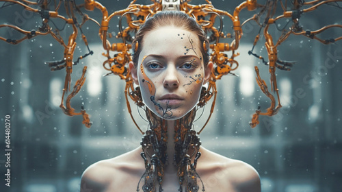 a robot or a woman half a r...