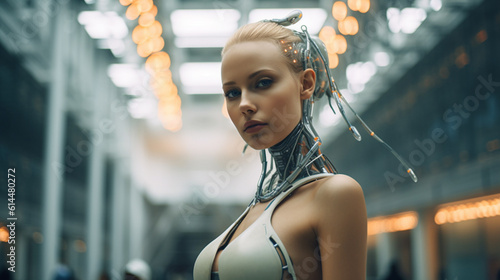 a robot or a woman half a r...