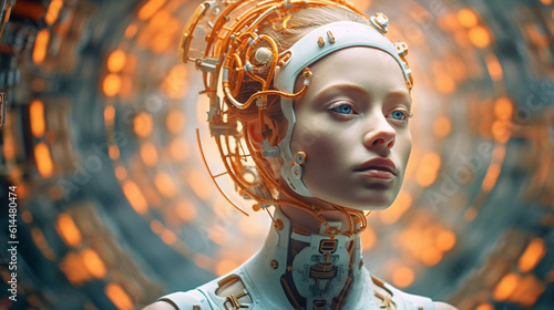 a robot or a woman half a r...