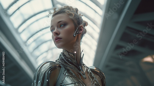 a robot or a woman half a r...