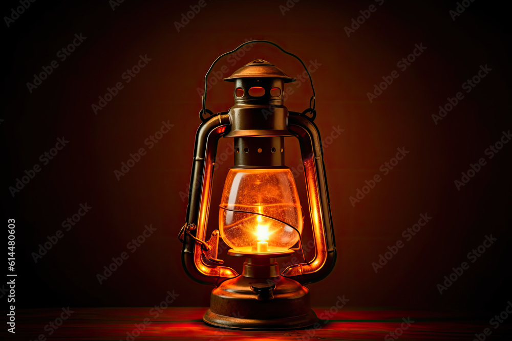 Flickering Beauty: Antique Lantern's Glow. Generative AI