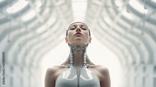 a robot or a woman half a r...