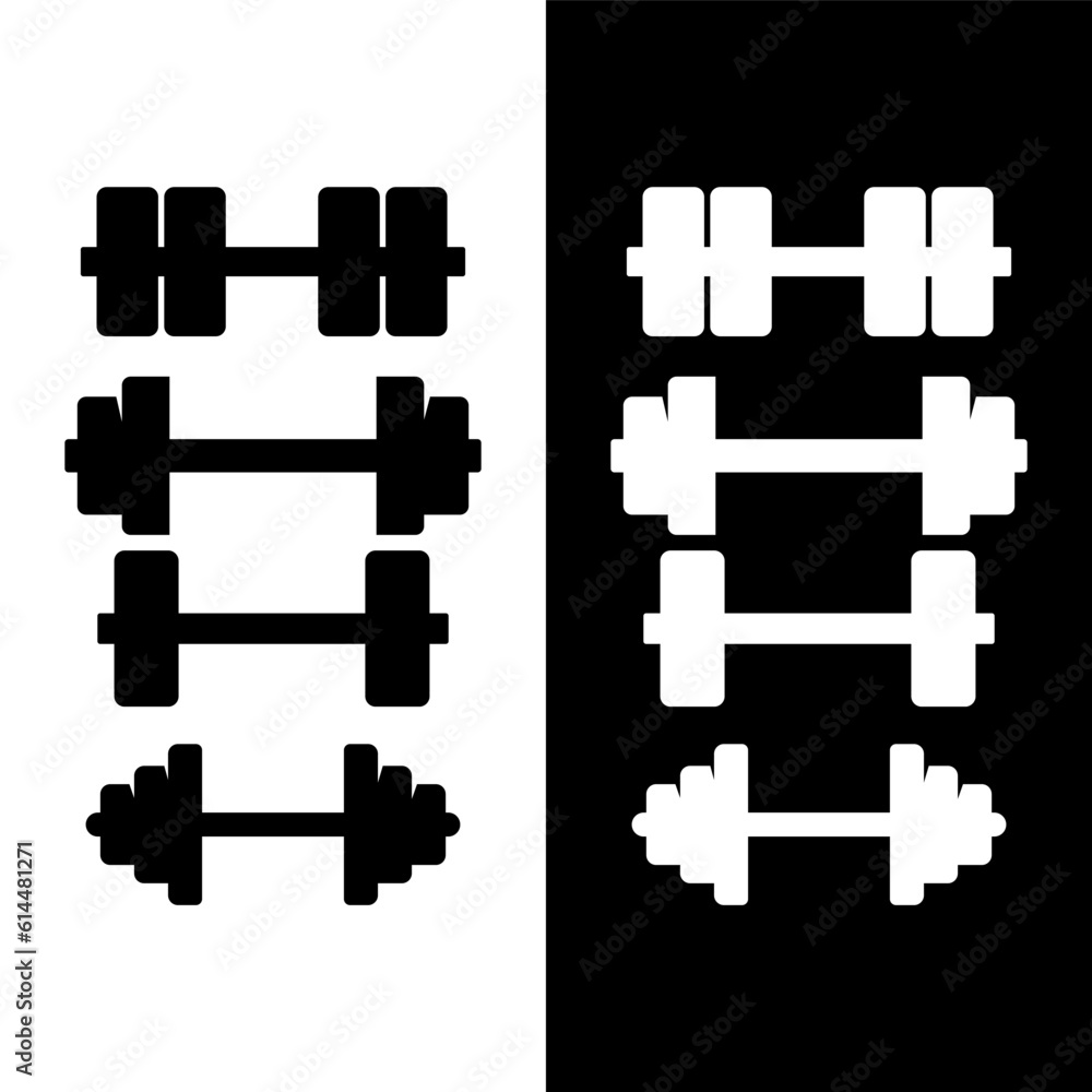 black and white barbell icon black and white barbell icon