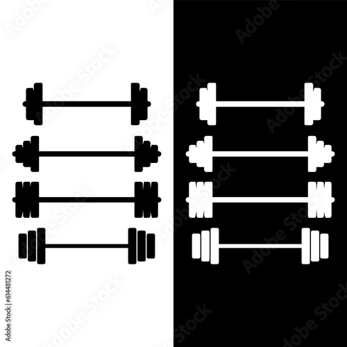 black and white barbell icon