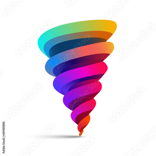 tornado shaped swirl logo design icon symbol vector image isolated on white background, rainbow colored tornado  swirl stock vector illustration