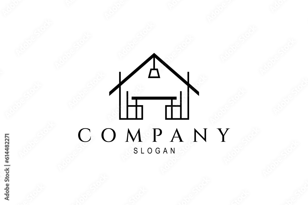 Fototapeta premium furniture interior design logo with line art style