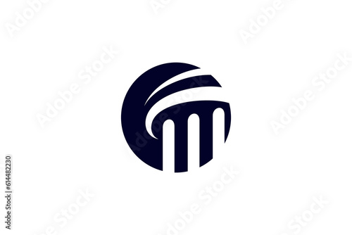 Pillar design logo template in circle shape