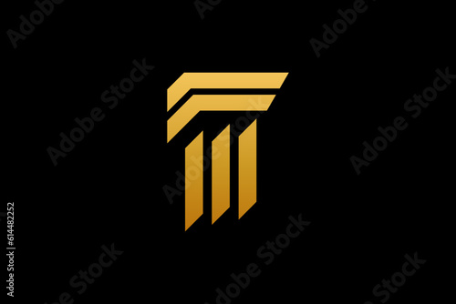 Column pillar logo design with luxury golden color