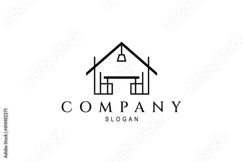 furniture interior design logo with line art style