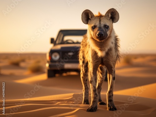 Standing Striped Hyena in Thar Desert photo