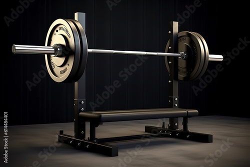 Barbells in the gym. AI technology generated image