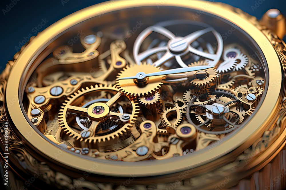 Obraz premium Close-up of Clock Gear. AI technology generated image