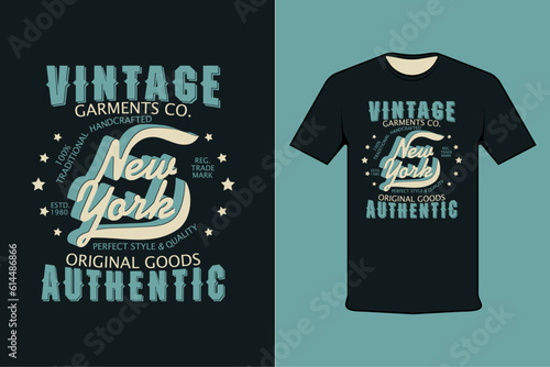 Inscribed shirt design vintage garments new york original authentic, t-shirt template typography.