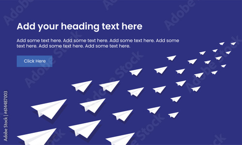 Abstract paper planes flying,  business research, web banner. Vector Illustration showing paper plane icon, presentation idea, success concept.