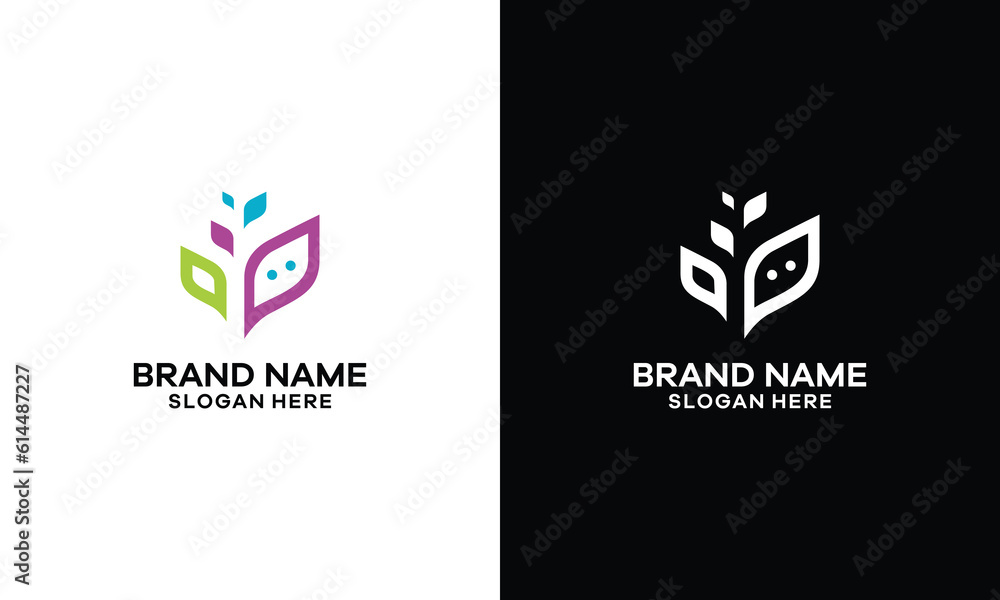 Medical health eye focus with leaf logo design Medical health eye focus with leaf logo design