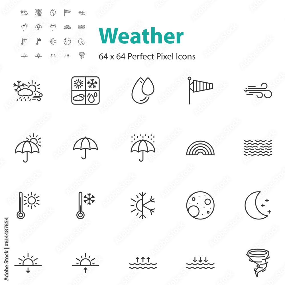 set of weather icons, cloud, season, forecast