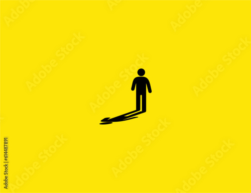 Icon of man standing alone on yellow background