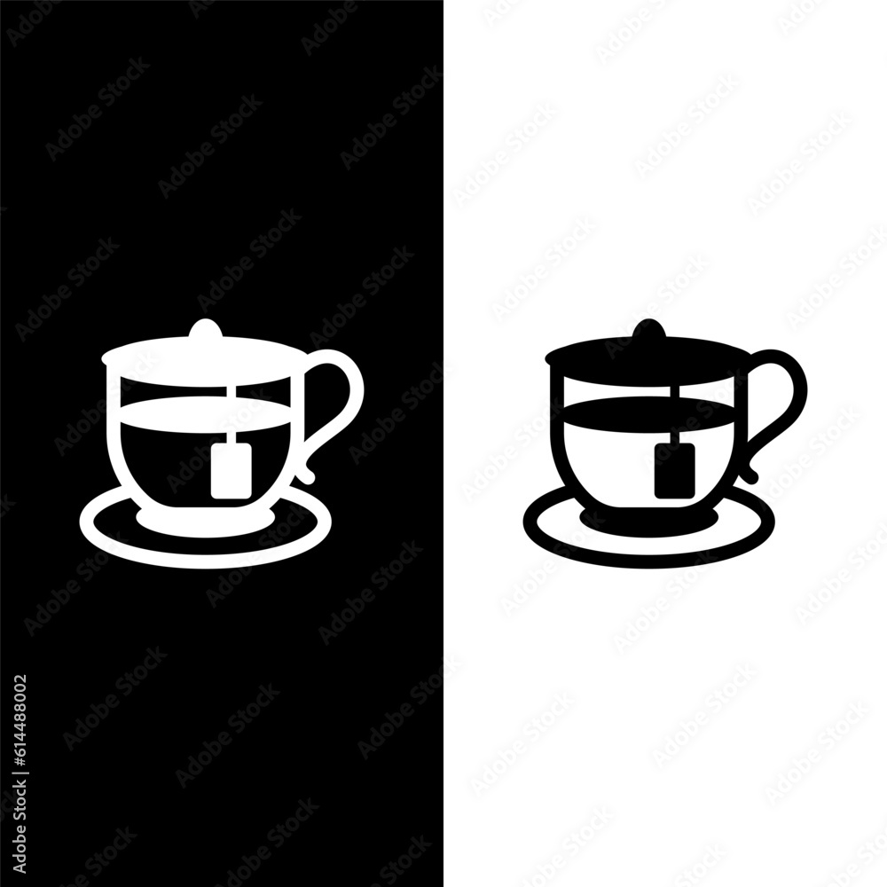 black and white tea cup icon black and white tea cup icon