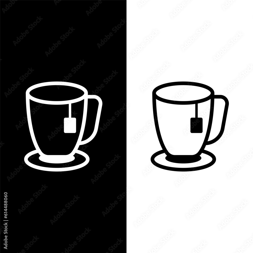 black and white tea cup icon black and white tea cup icon