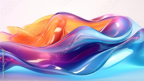 Glass abstract wave, floating liquid design element, caustic gradient wavy. Generative Ai