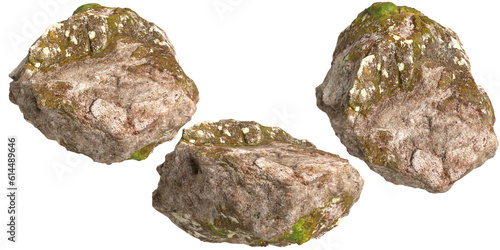 3d illustration of single rocks isolated on transparent background