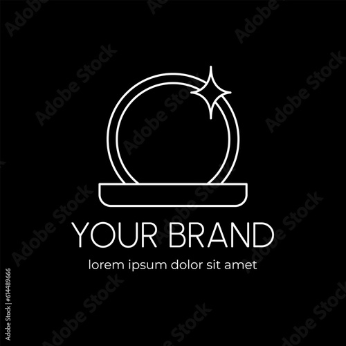 A logo for your makeup brand on a black background. Vector image of glittering powder.