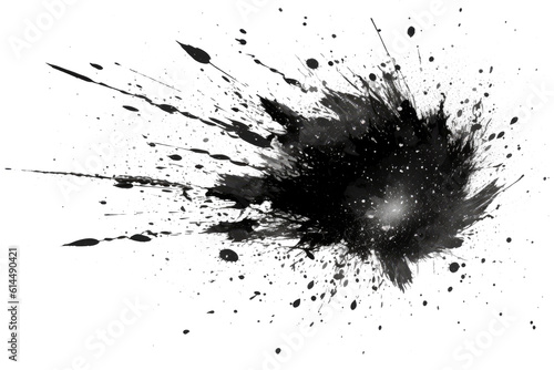 Abstract black in splash  paint  brush strokes  stain grunge isolated on white background  Japanese style with Generative AI.