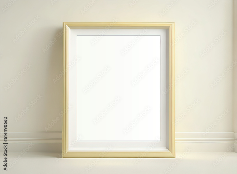 Painting mockup with a modern frame. Wall background. Generative Ai Painting mockup with a modern frame. Wall background. Generative Ai