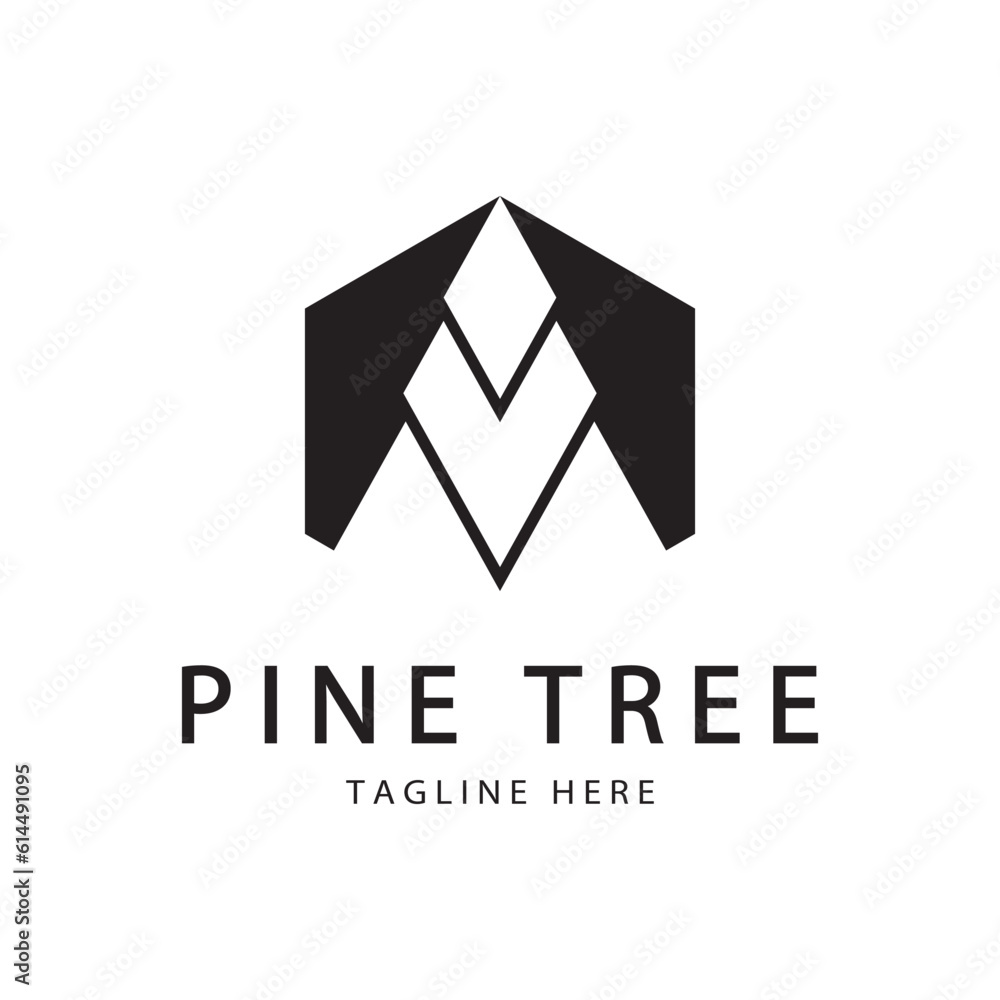 Obraz premium simple pine or fir tree logo,evergreen.for pine forest,adventurers,camping,nature,badges and business.vector