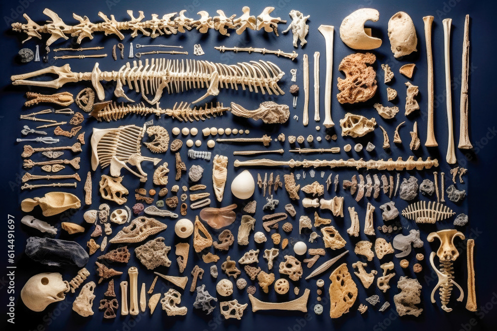 Fossilized bones view from above