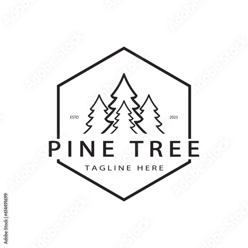 simple pine or fir tree logo,evergreen.for pine forest,adventurers,camping,nature,badges and business.vector