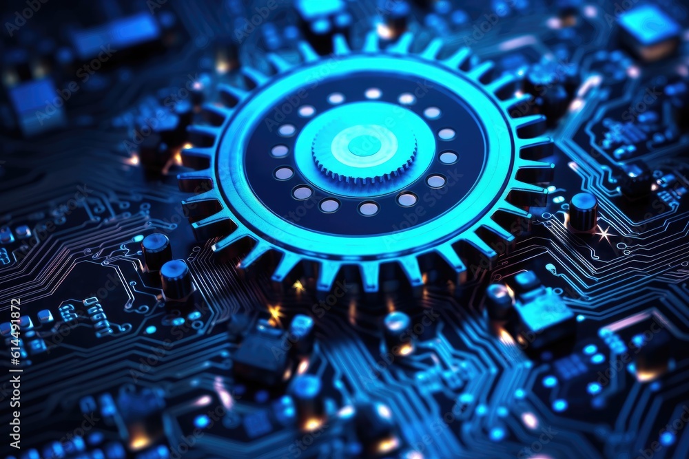 A close - up photo that illustrates the concept of abstract futuristic digital technology and engineering. Generative AI A close - up photo that illustrates the concept of abstract futuristic digital technology and engineering. Generative AI