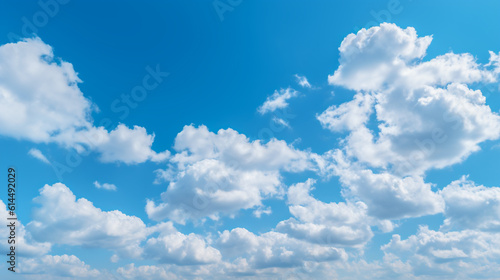 Beautiful blue sky with clouds pastel blue painted