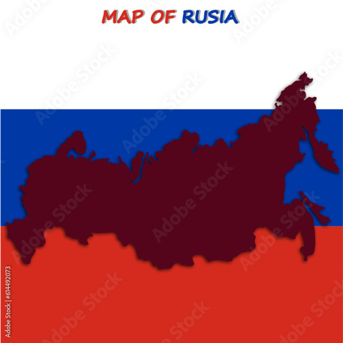 vector map of rusia with flag background photo