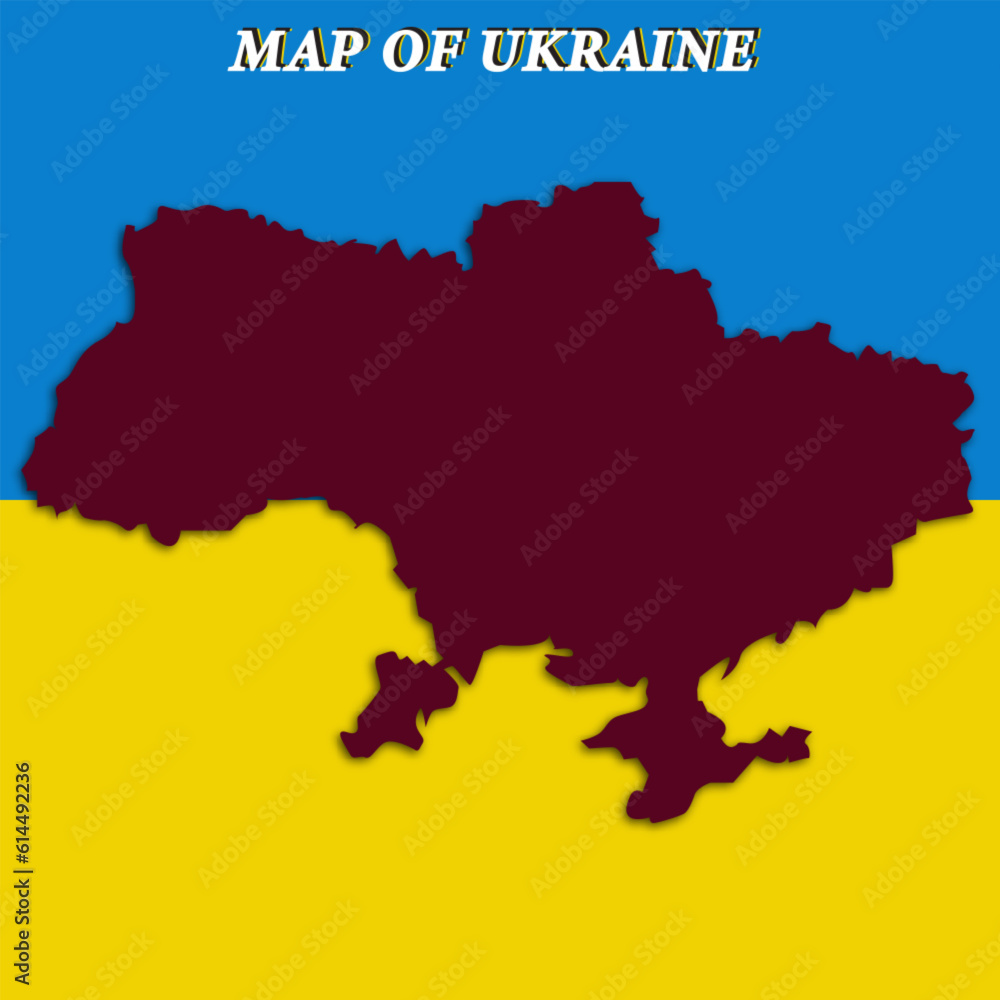 vector map of ukraine with flag background