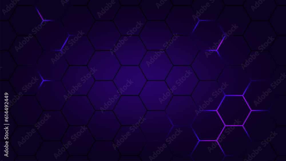 Hexagonal abstract technology background. electric glow hexagonal background. vector illustration.