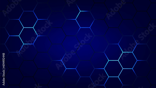Hexagonal abstract technology background. electric glow hexagonal background. vector illustration.