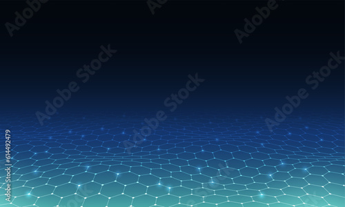 Abstract background consisting of set of hexagonal cells. Modern innovation communication technology business background. Background illustration vector. © singora