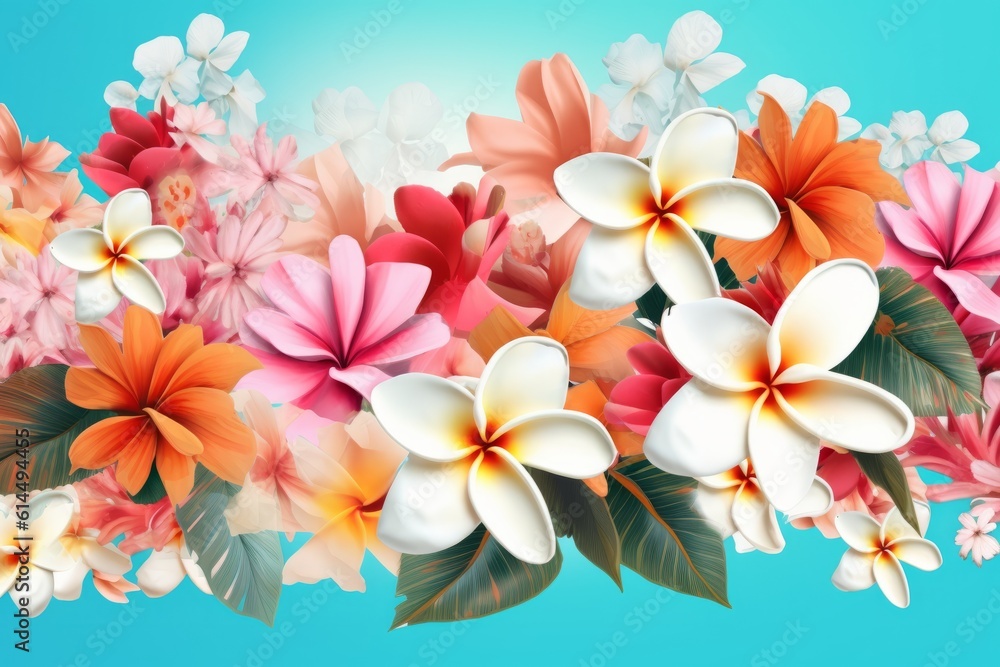 Vibrant frangipani flower art created with Generative AI technology