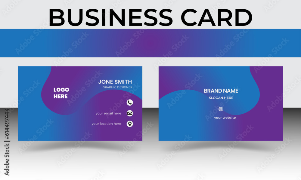 Double-sided modern unique creative and clean corporate business card and name card template for business or personal use.